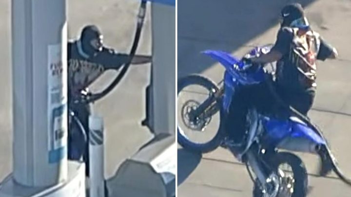 Dirt bike rider fleeing police stops for gas during wild LA chase