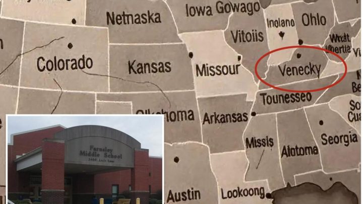 Students given AI slop with misspelled state names, faulty table of elements, angering parents