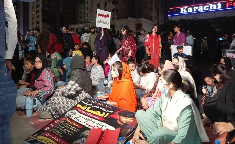 Three weeks on, nightly protests over Mir Raza’s murder continue in Karachi