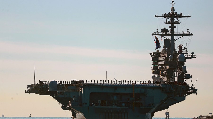 Aircraft carrier arrives in Middle East to relieve USS Lincoln after lengthy deployment