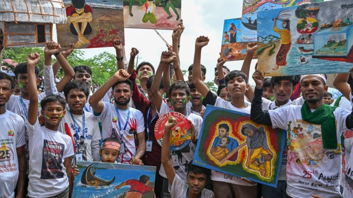 Photos: Rohingya refugees rally nine years after Myanmar exodus