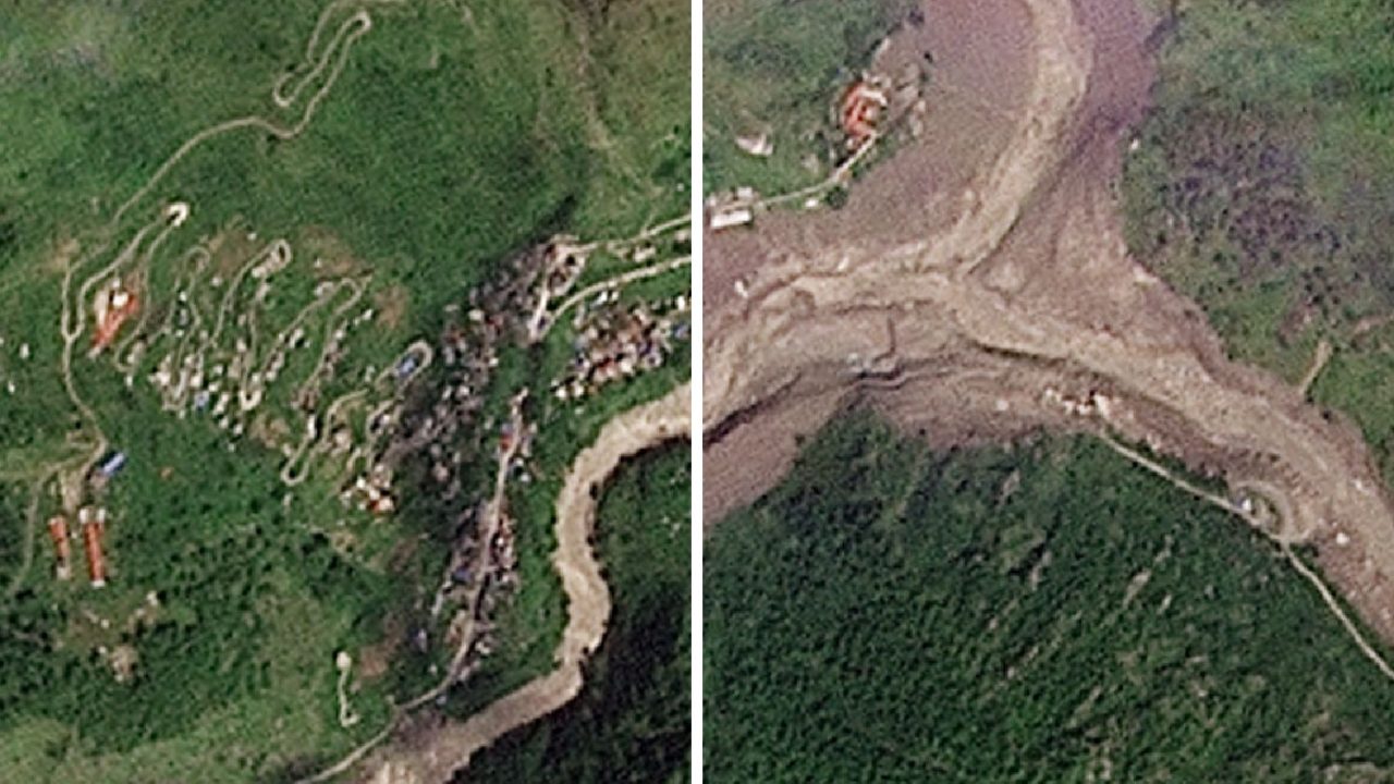 Satellite images show destruction from Nepal-Tibet floods