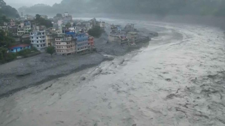 Aerial video shows devastation in flood-hit Nepal