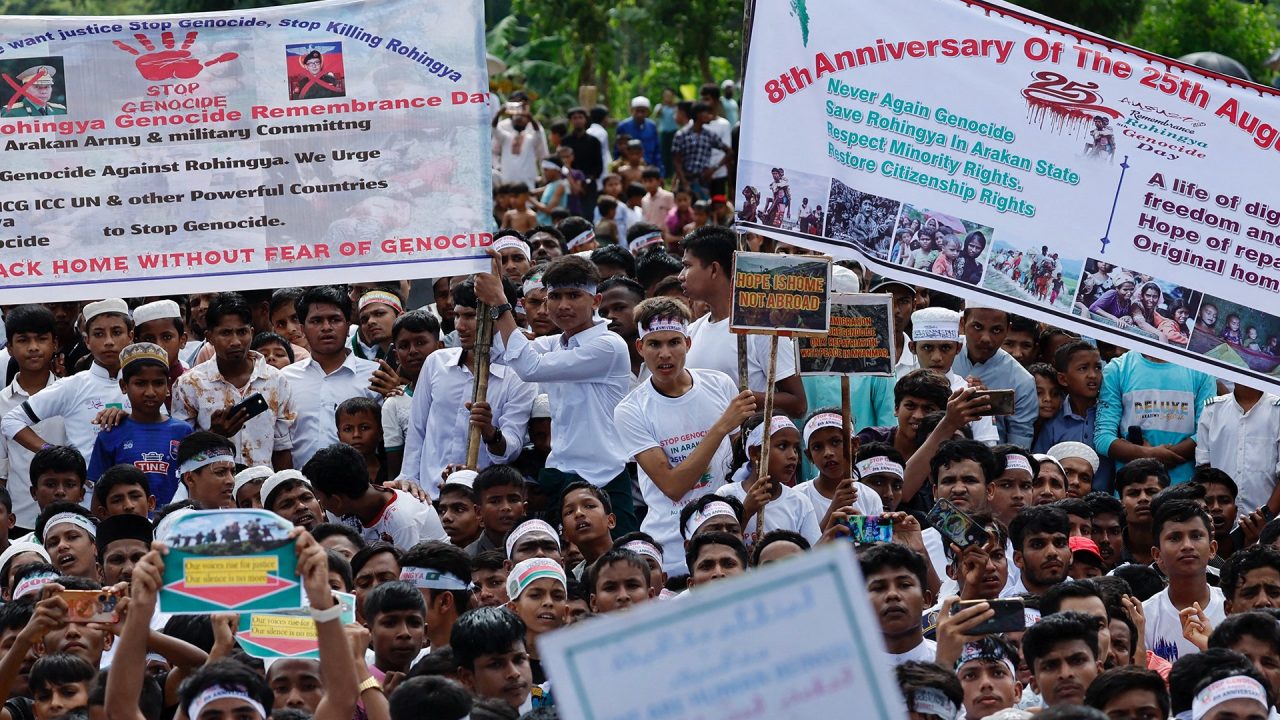 Rohingya refugees protest, nine years after exodus to Bangladesh