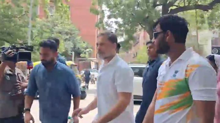 Rahul Gandhi at police station with victim of alleged pellet gun use during Gen Z protest to get FIR filed
