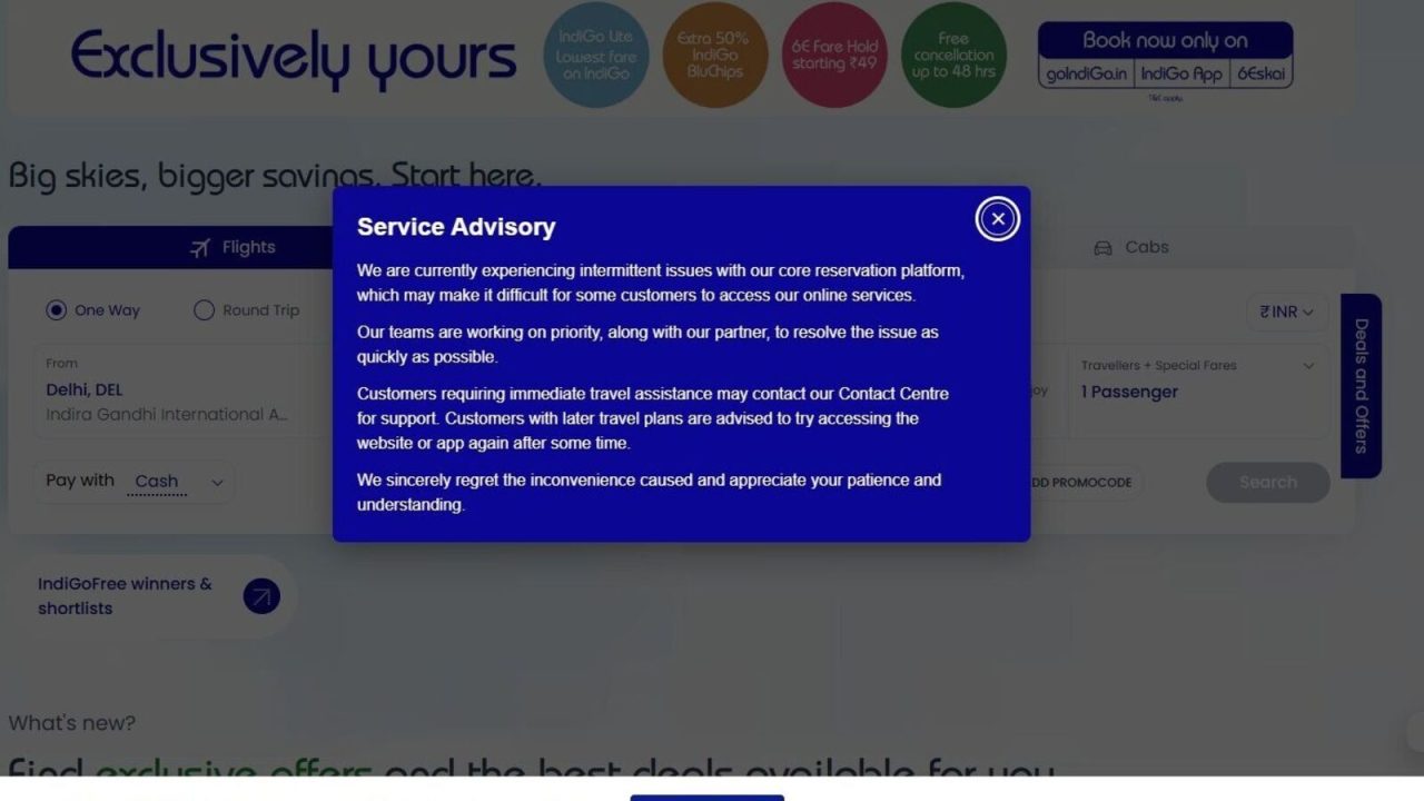 IndiGo flyers alert! Unable to book or check-in? Airline reports tech issues
