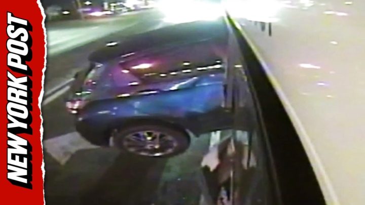 CCTV footage captures shocking moment car tears through Brisbane bus