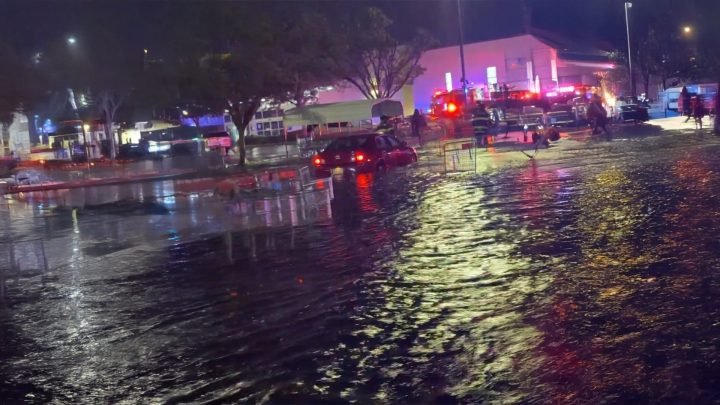 Torrential rain floods New York City’s streets and subway