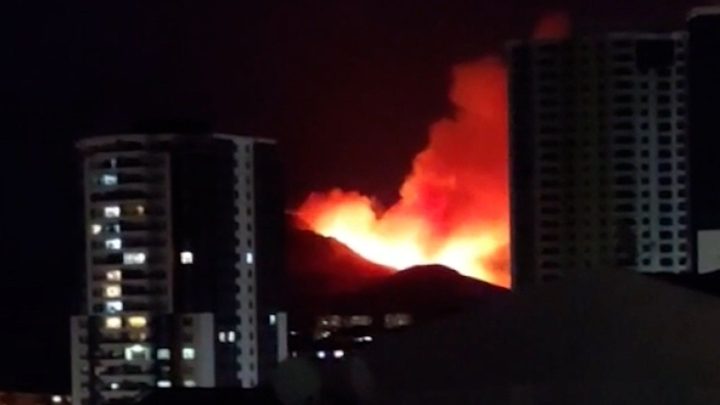 Large forest fire burns close to residential areas in Ankara
