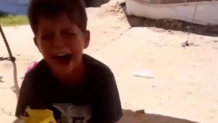 Gaza child breaks down in tears after an Israeli threat over kites