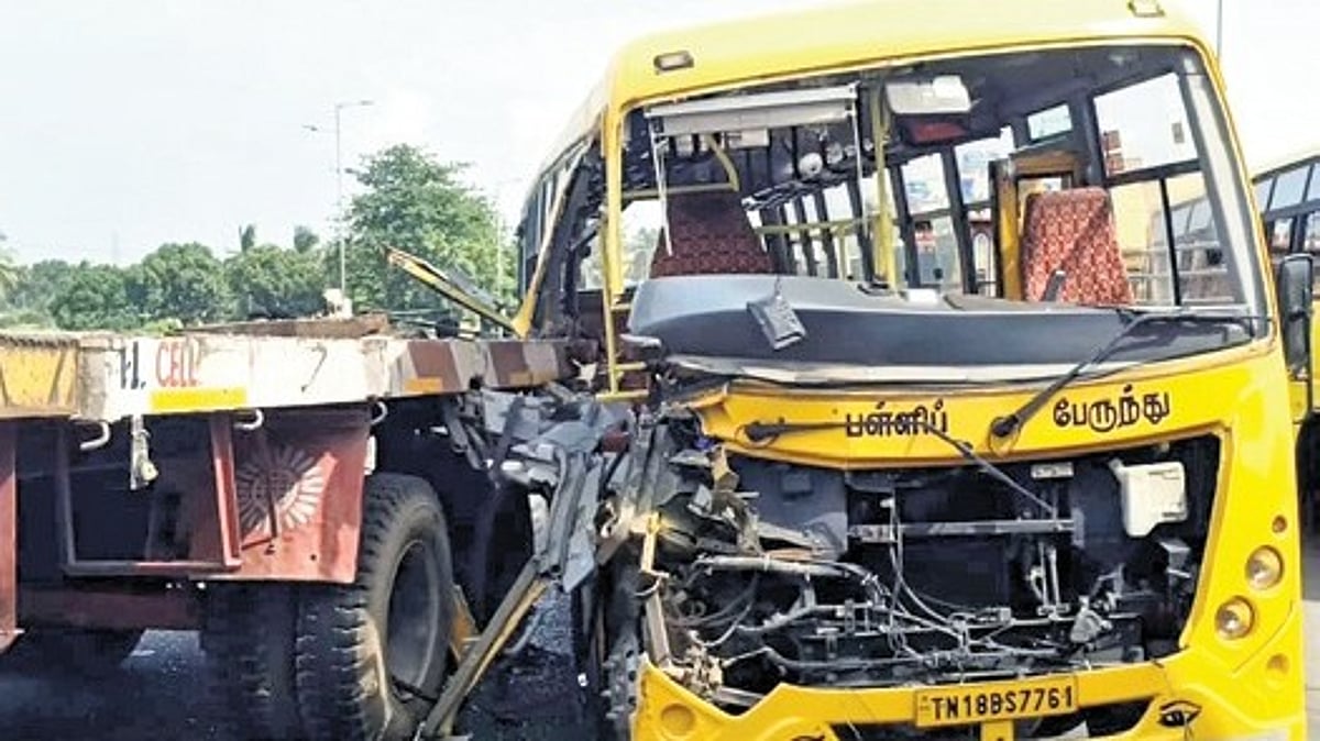 Driver, students hurt as truck hits school bus in Chennai