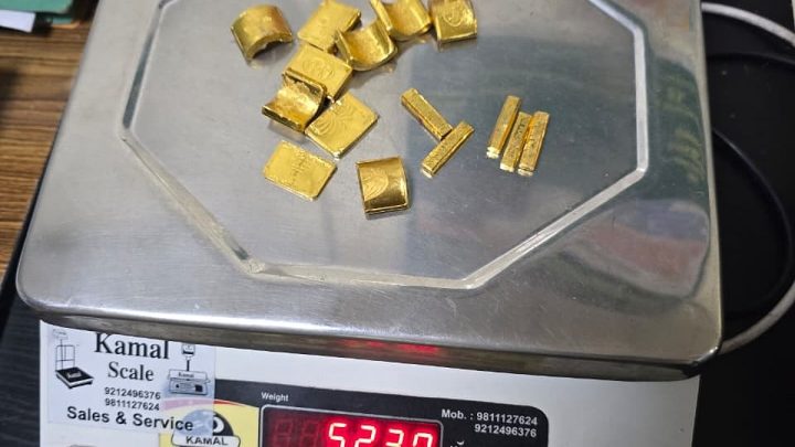 Gold, USD, and contraband seized from different passengers at Delhi airport