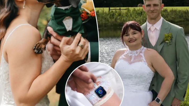 Brides are refusing to give up their fitness trackers at their weddings — and some are getting creative