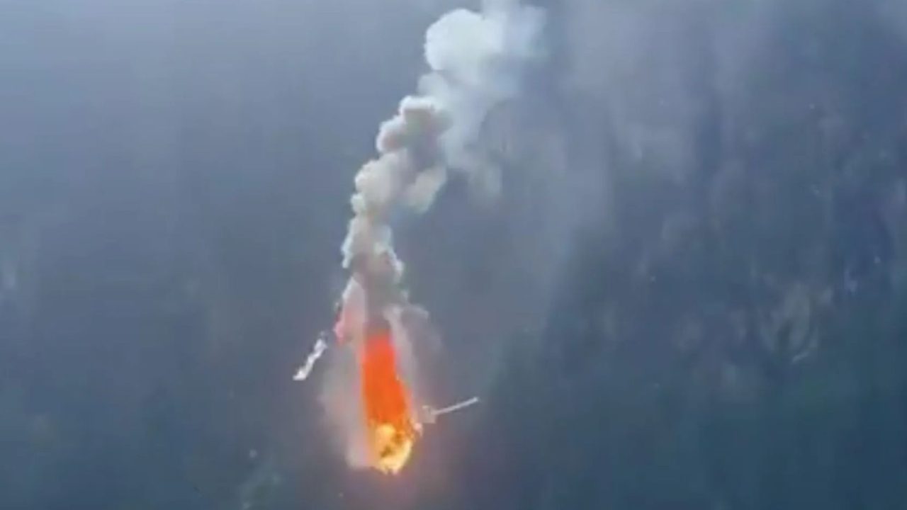 Horrifying moment gyrocopter explodes in fireball mid-air after hitting cable car lines in Italy killing two