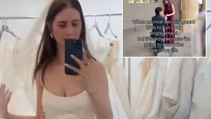 Met security guard ‘ruins’ romantic wedding proposal by ordering kneeling groom to ‘get up’