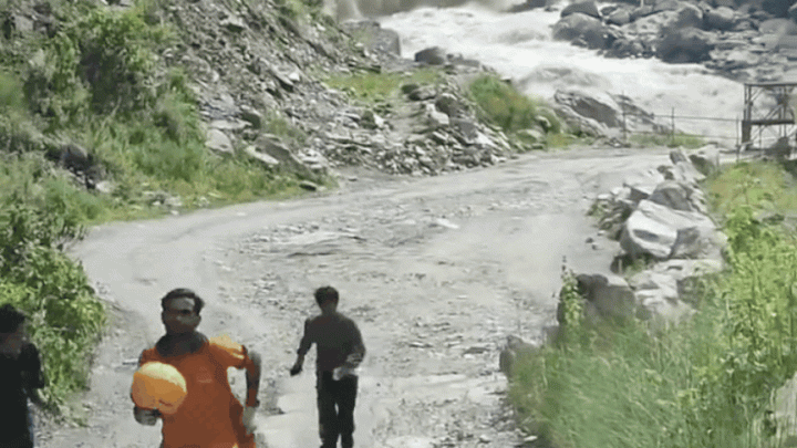 'OMG, OMG!' Villagers run for life as flash flood chases them after engulfing bridge – watch video
