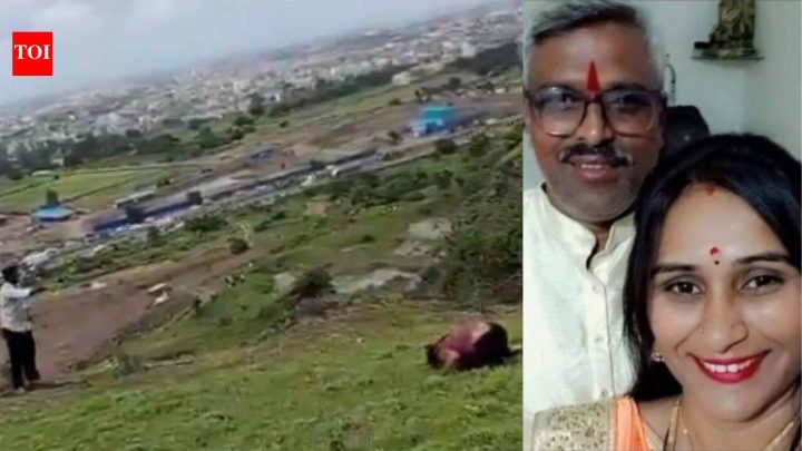 Chhatrapati SambhajinagarMaha hill tragedy: New video shows mother kneeling before son, begging him to step back