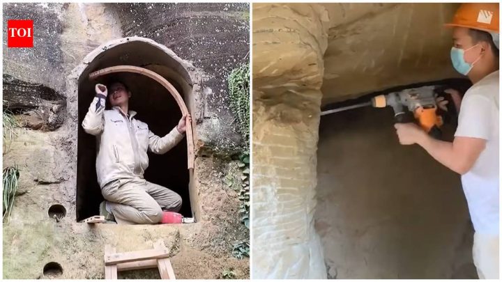 Man carves 2-storey home into China mountain in 7 years, makes it livable