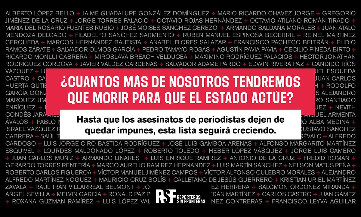 '¿Cuántos más tendremos que morir?': RSF y medios exigen actuar ante violencia contra periodistas
