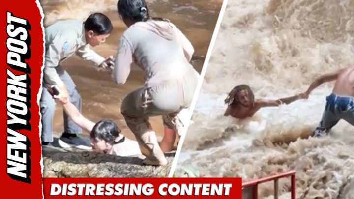 Tourists taking selfies swept away by terrifying flash flood at Thailand waterfall