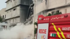 Part of factory collapses after fire in Karachi's Landhi; efforts continue to put out blaze