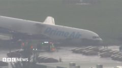 Video shows damaged Amazon cargo plane after crash