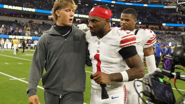 Jaxson Dart injures his knee as several Giants stars get banged up in loss to Rams