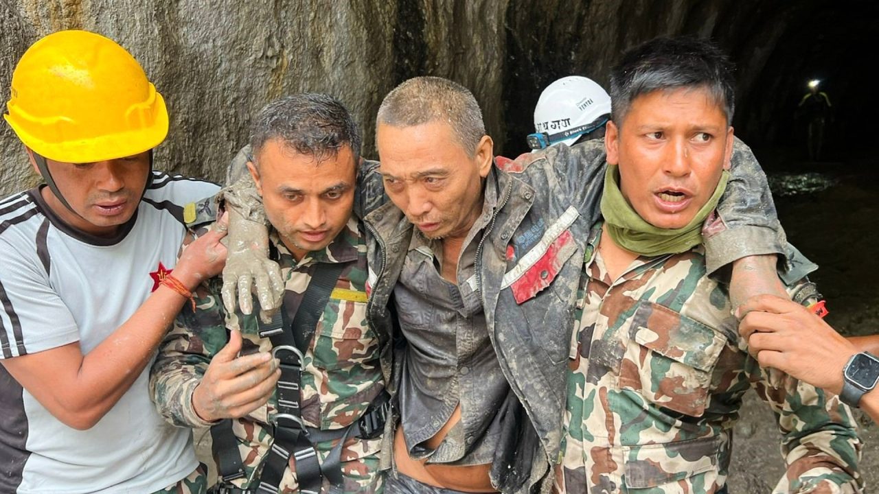 Rescuers pull Chinese worker, Nepali woman from flood wreckage alive