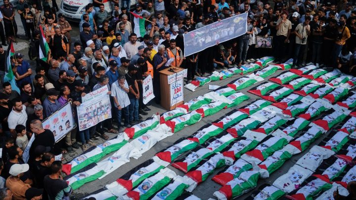 Palestinians in Gaza bury remains of 100 people recovered from rubble