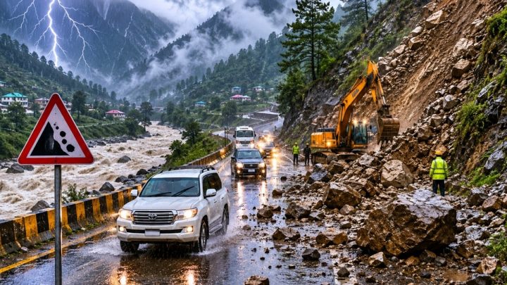 Landslide Blocks Galiyat Road In Abbottabad