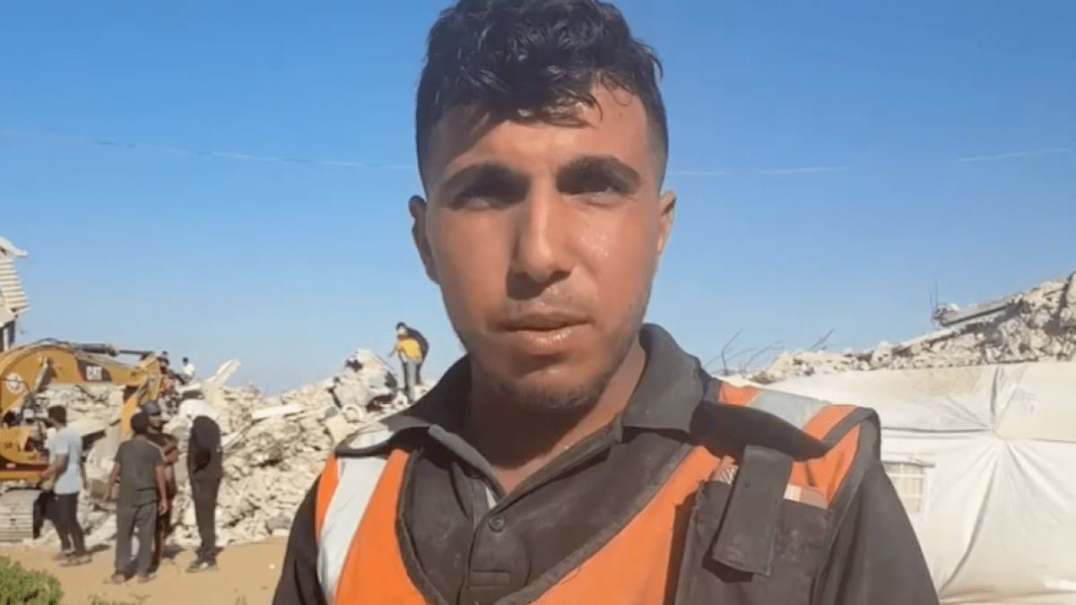 Gaza Civil Defence worker finds 21 relatives beneath rubble