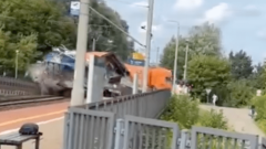 Train crashes into truck at railway crossing in Gdansk, Poland