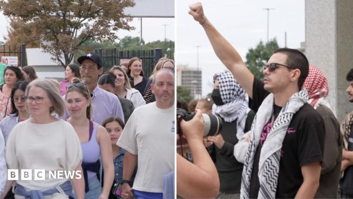 Watch: Concertgoers and pro-Palestinian activists arrive at Ed Sheeran concert