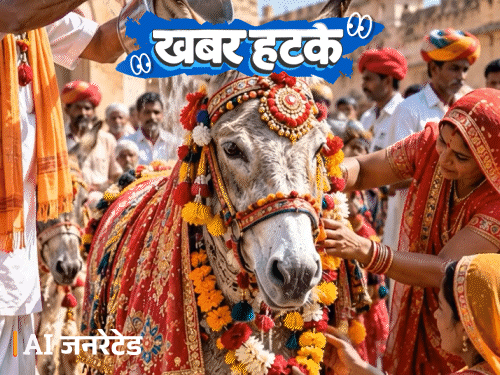 खबर हटके- गधों को सजाने का त्योहार: 14 महीने के बच्चे ने 1 मिनट में 8 ग्रह पहचाने; शोरूम की ओपनिंग में रोबोट का डांस1:23Play video
