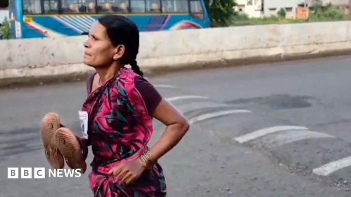 Mum's viral barefoot race sparks debate over India's education crisis