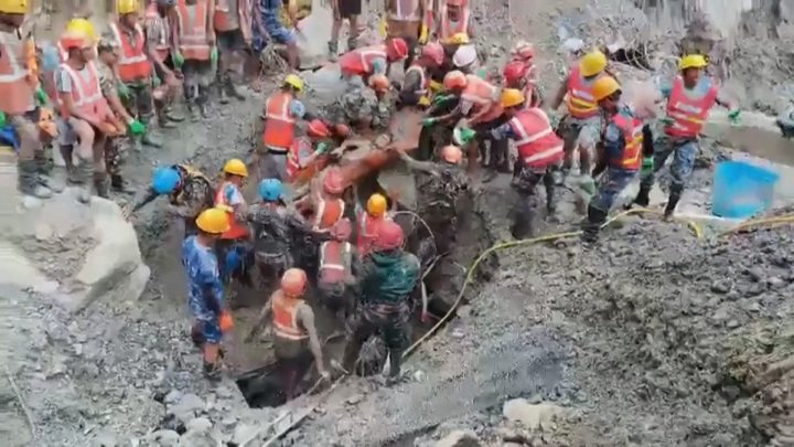 Moment two workers are pulled alive from Nepal tunnel