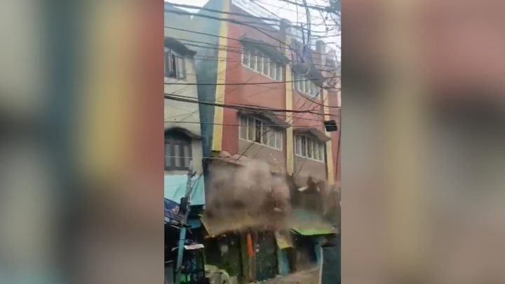 Building collapses after heavy rain in northern India
