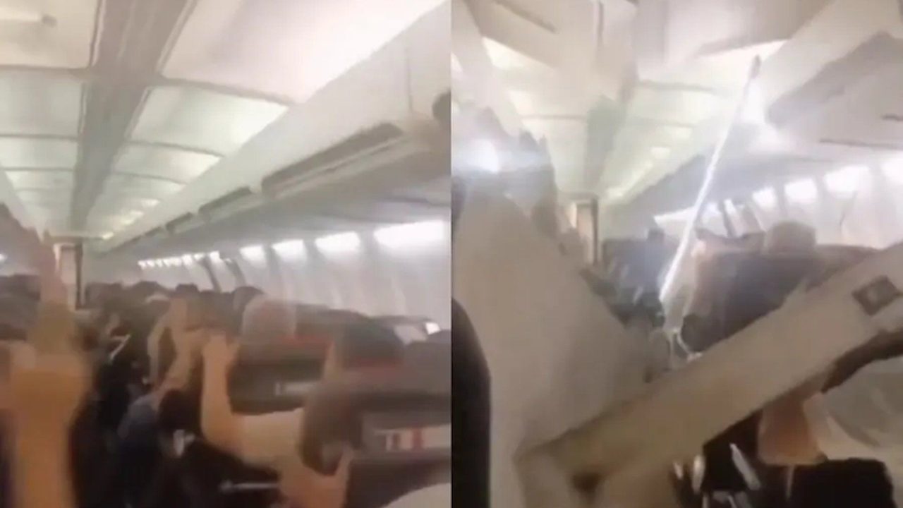 Panic on board Iranian plane as violent shaking rips cabin apart