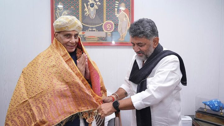 CM Shivakumar meets Rajnath Singh, seeks easing of defence curbs for Bengaluru projects