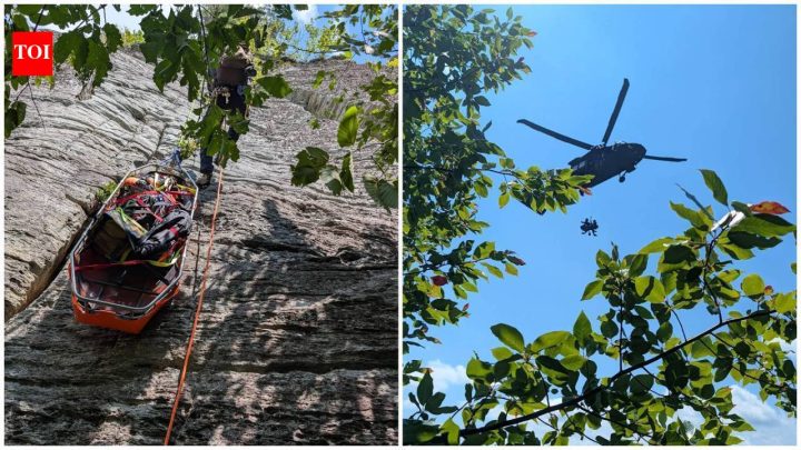 Rescuer runs 1.5 miles with blood to save climber after 20-foot fall