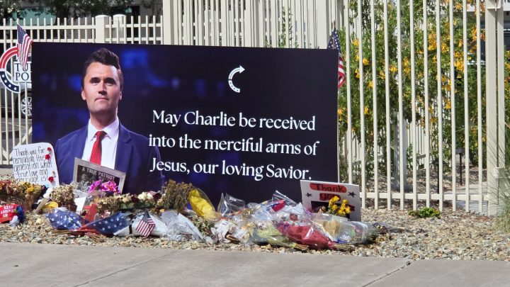 Charlie Kirk statue vandalised outside Turning Point USA headquarters