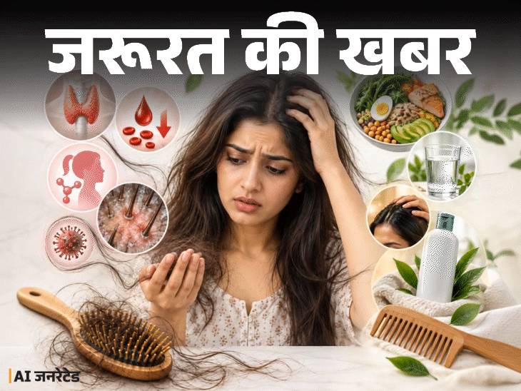 जरूरत की खबर- बाल झड़ने के 10 बड़े कारण: डर्मेटोलॉजिस्ट से जानें बालों को कैसे हेल्दी रखें, कैसे केयर करें, डाइट में क्या खाएं1:40Play video
