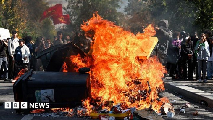 Fires break out at French schools as students protest nationwide