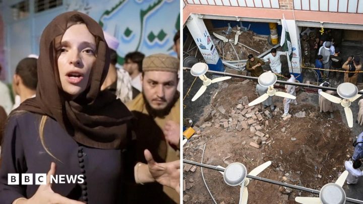 At the scene of a school roof collapse in Pakistan