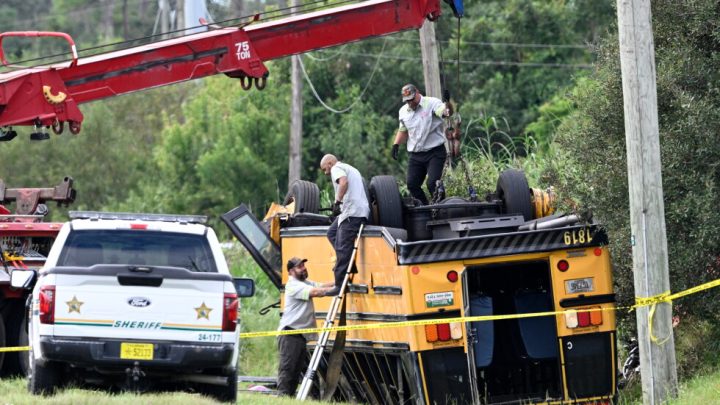 2 people killed, including a student, after Florida school bus rolls over in crash