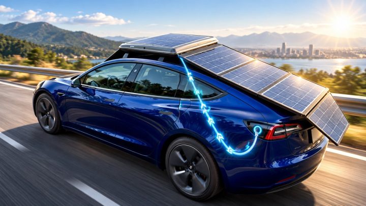 New Solar Panel Tech Can Charge Any EV On the Go