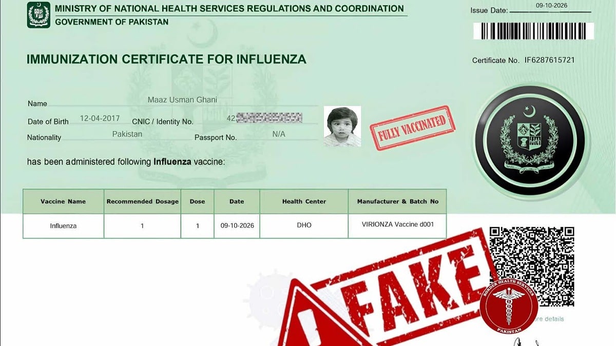 Pakistan Warns Travelers Against Fake Vaccination Certificates