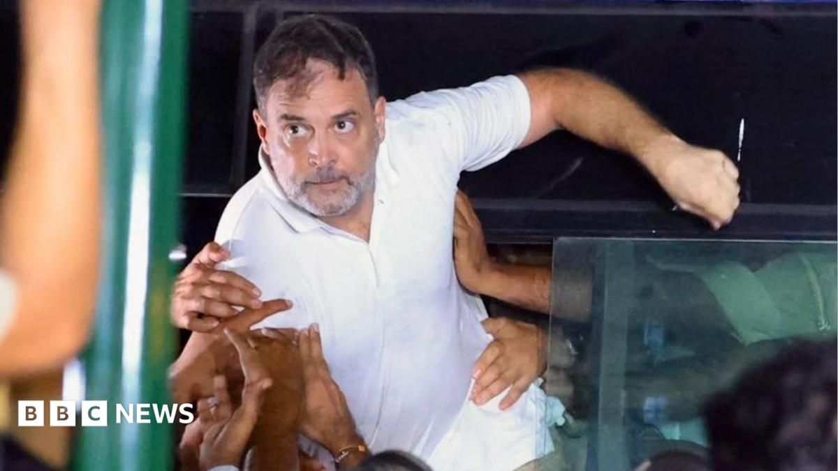 India's opposition leader dragged onto bus as police break up protest