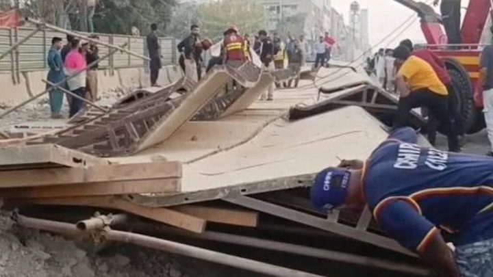 Under Construction Bridge Collapses in Karachi