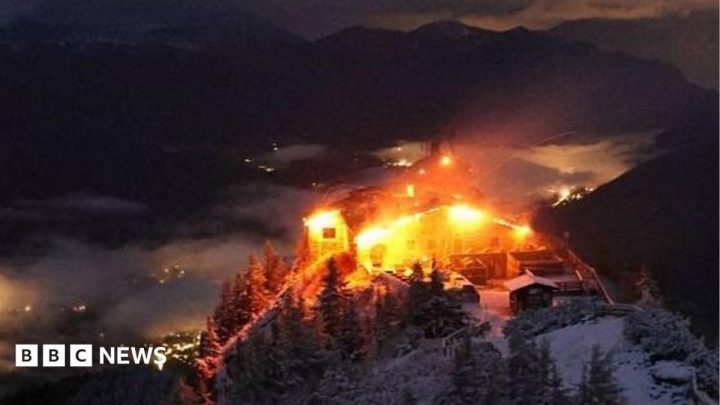 Watch as fire engulfs Hitler's mountaintop Eagle's Nest retreat
